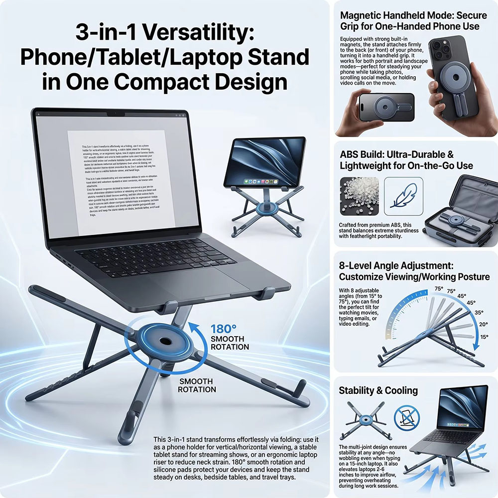 Portable Magnetic Phone Holder - Auto Tracking Tripod recension och pris
